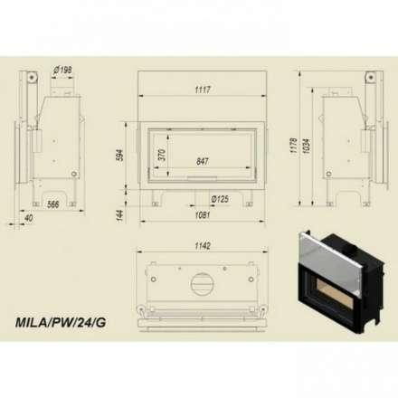 Каминная топка Kratki Mila/PW/24/G в Слуцке