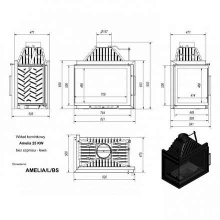 Каминная топка Kratki Amelia/L/BS в Слуцке