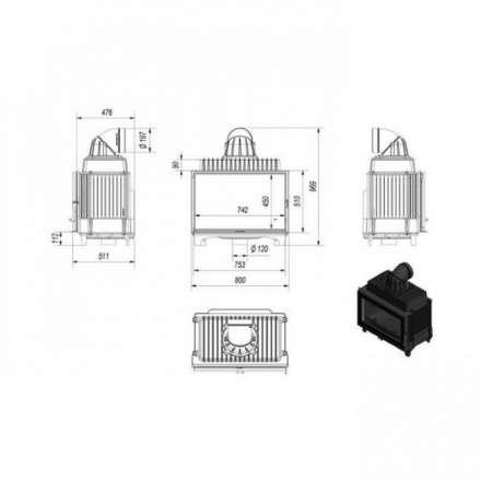 Каминная топка Kratki FRANEK/14 в Слуцке