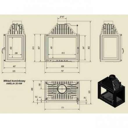 Каминная топка Kratki Amelia/LPT в Слуцке