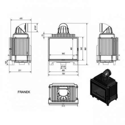 Каминная топка Kratki FRANEK/12 в Слуцке