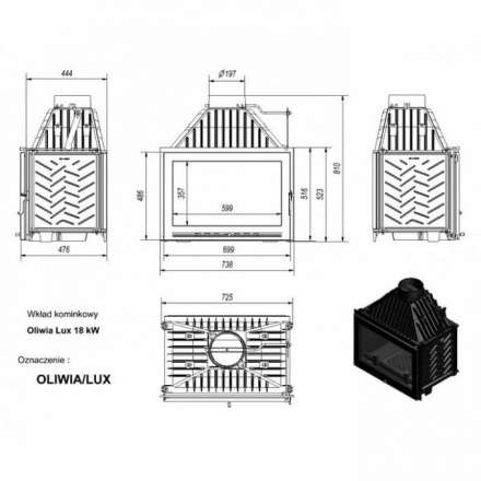 Каминная топка Kratki Oliwia/LUX в Слуцке