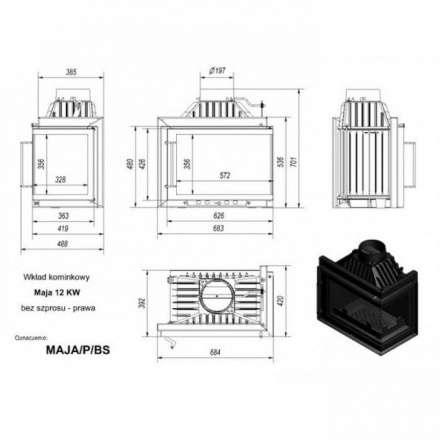Каминная топка Kratki Maja/PW/12/G в Слуцке